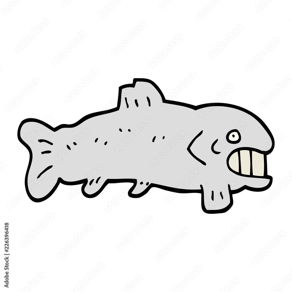 hand drawn doodle style cartoon large fish hand drawn doodle style cartoon large fish