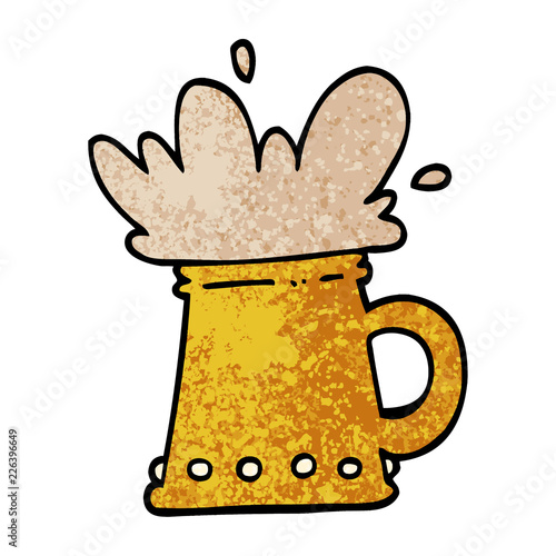 grunge textured illustration cartoon beer tankard