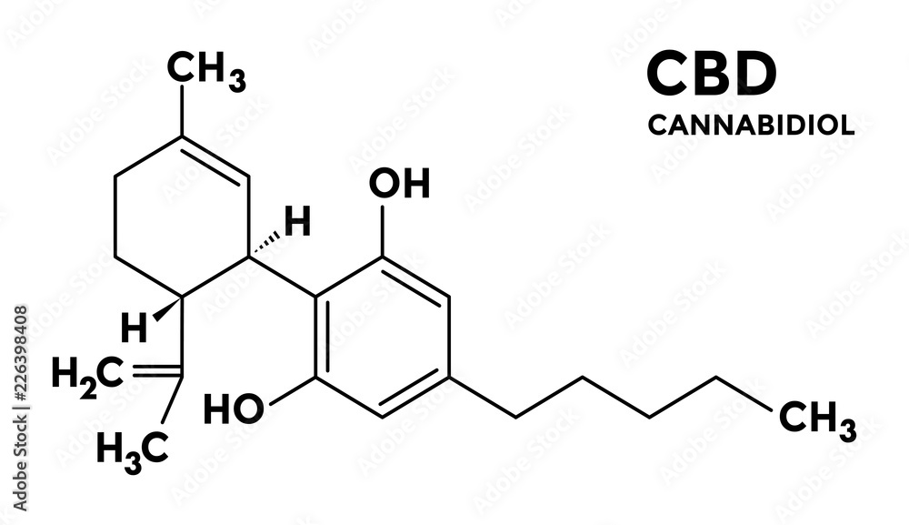 Cannabidiol - CBD - structural sceletal formula - obrazy, fototapety, plakaty 