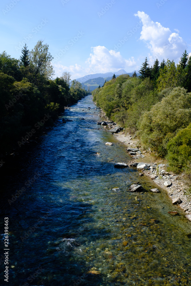 View over river Gail in direction West near St. Daniel, Carinthia, Austria View over river Gail in direction West near St. Daniel, Carinthia, Austria