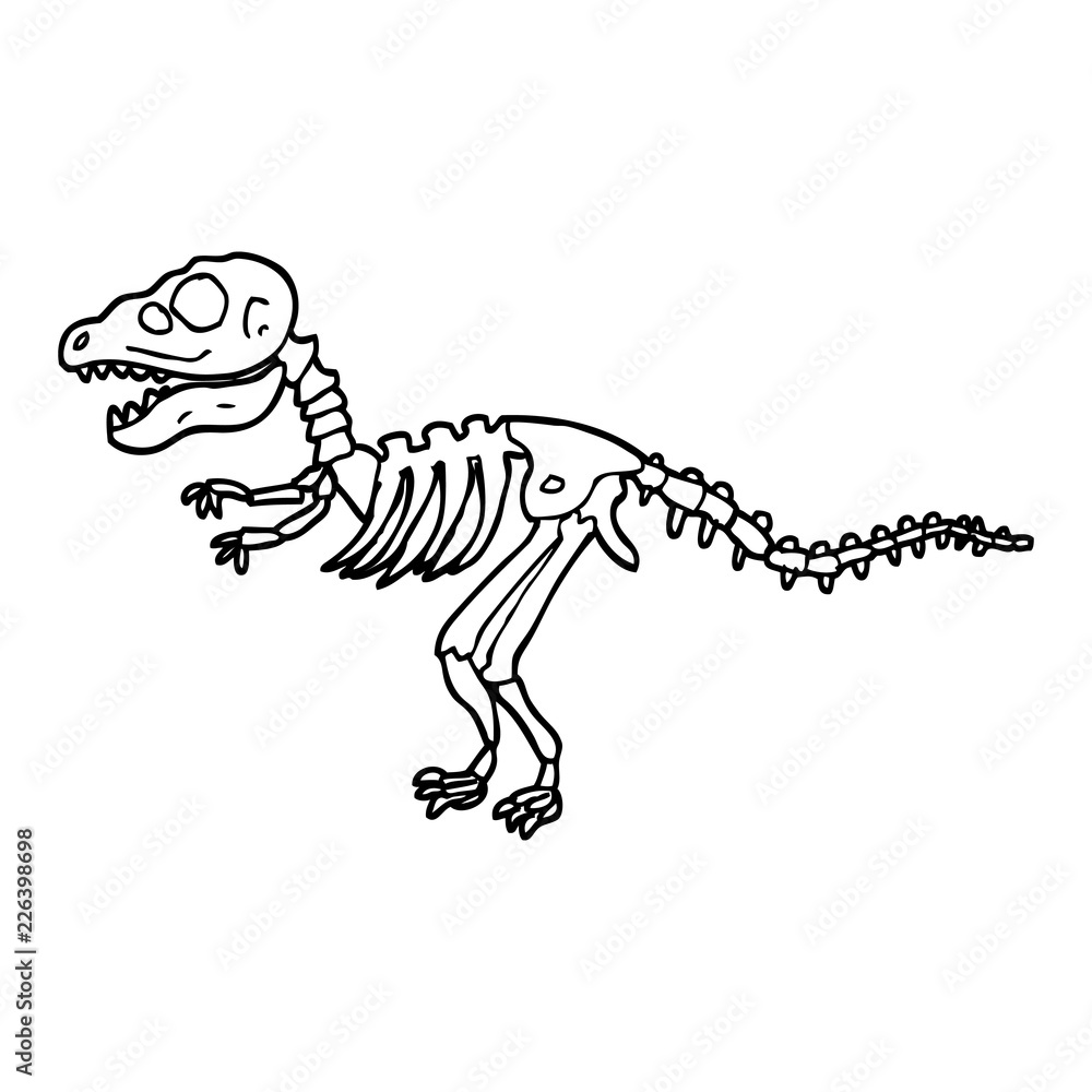 Fototapeta czarno-białe kości dinozaurów kreskówek