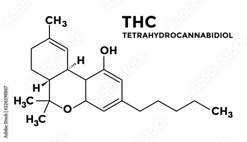 Tetrahydrocannabinol - THC - structural formula photo