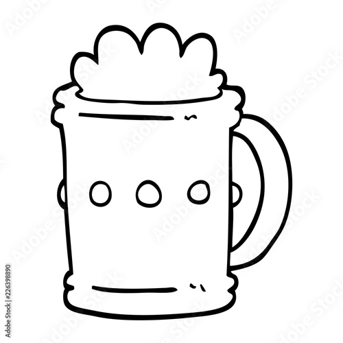 black and white cartoon beer tankard