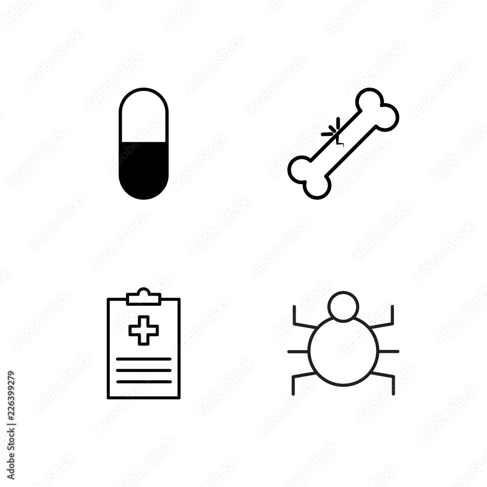medical simple outlined icons set