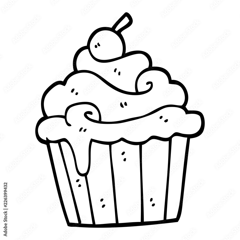 black and white cartoon cup cake Stock Vector Adobe Stock