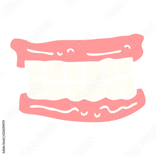 flat color illustration cartoon false teeth