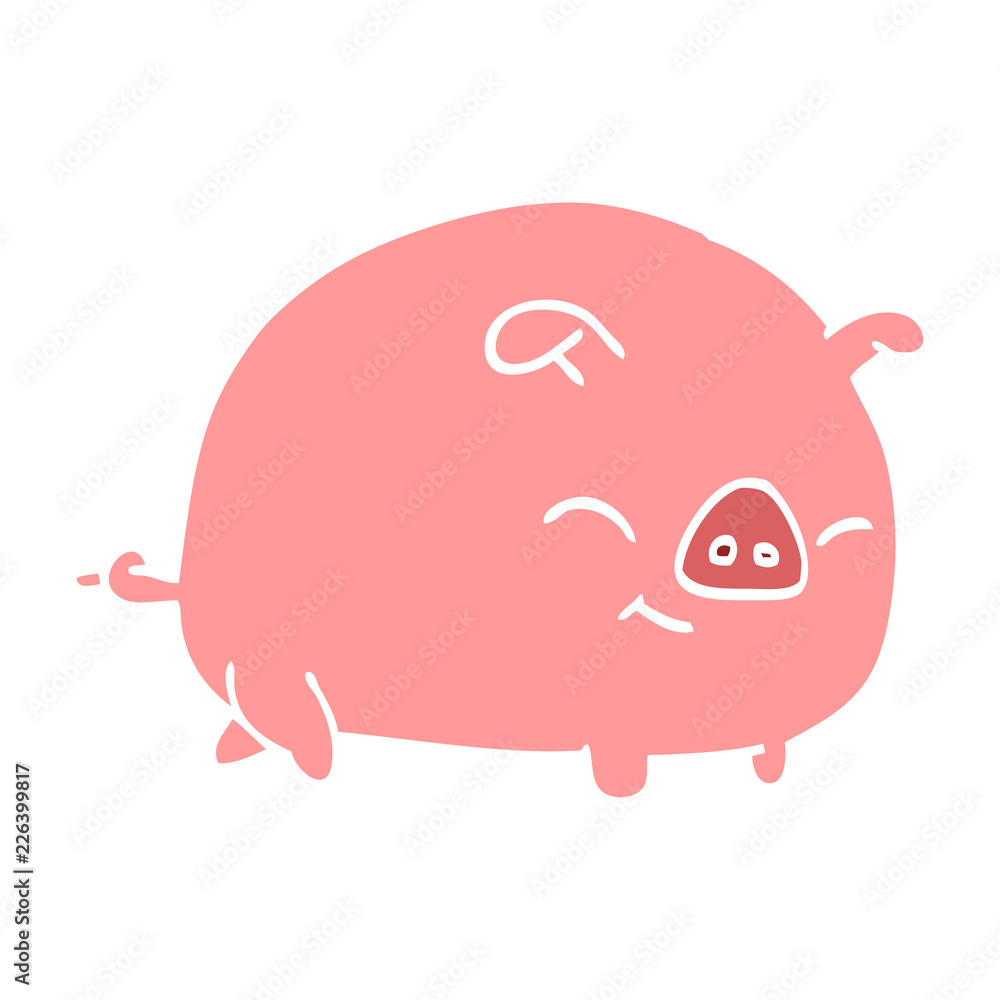 flat color illustration cartoon pig flat color illustration cartoon pig