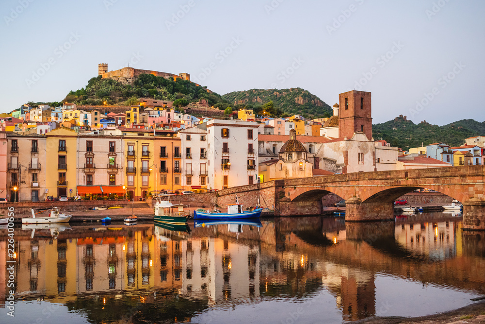 Obraz premium Beautiful view of Bosa town, Sardinia island, Italy. Travel destination