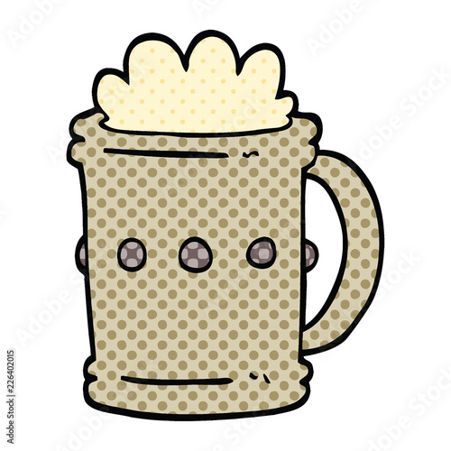 comic book style cartoon beer tankard