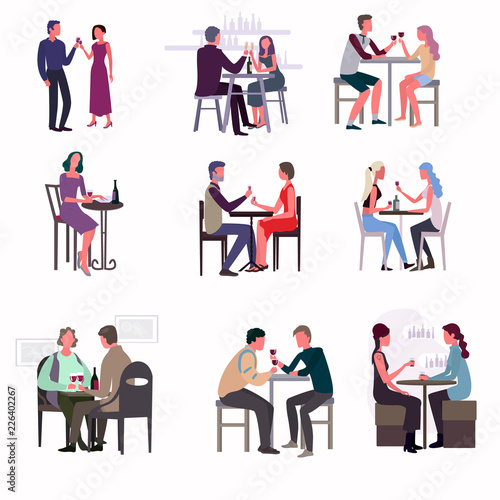 People met at the bar and drink wine and enjoy the evening
