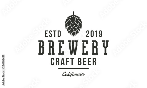 Brewery logo, emblem. Vintage design. Poster for pub, bar, tavern, brewery, beer house. Vector