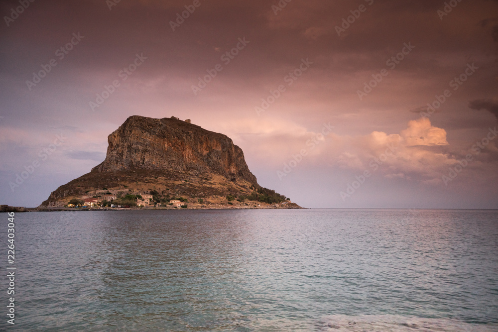 Monemvasia island at evening, Greece