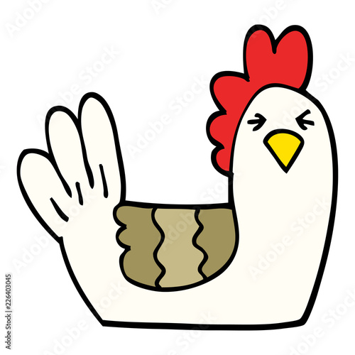hand drawn doodle style cartoon roosting hen