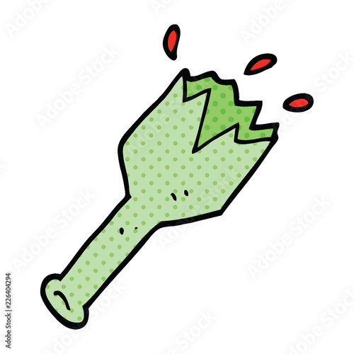 comic book style cartoon  smashed glass bottle