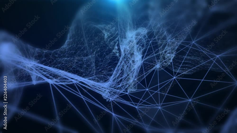 Plexus fantasy abstract technology and motion background. Animated blue ...