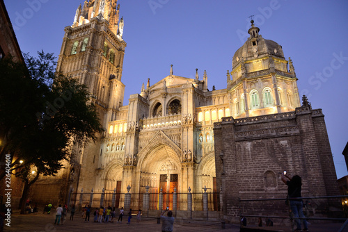 Toledo, Spain - September 24, 2018: Santa Iglesia Catedral Primada de Toledo located in the Plaza del Ayuntamiento.