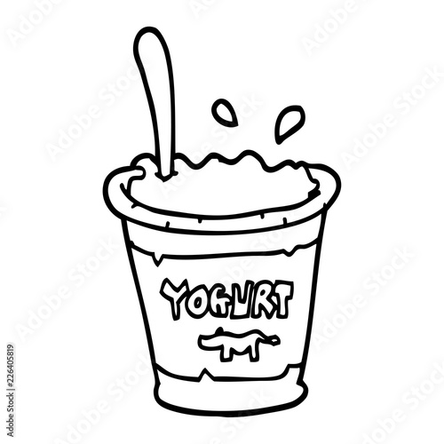 black and white cartoon yogurt