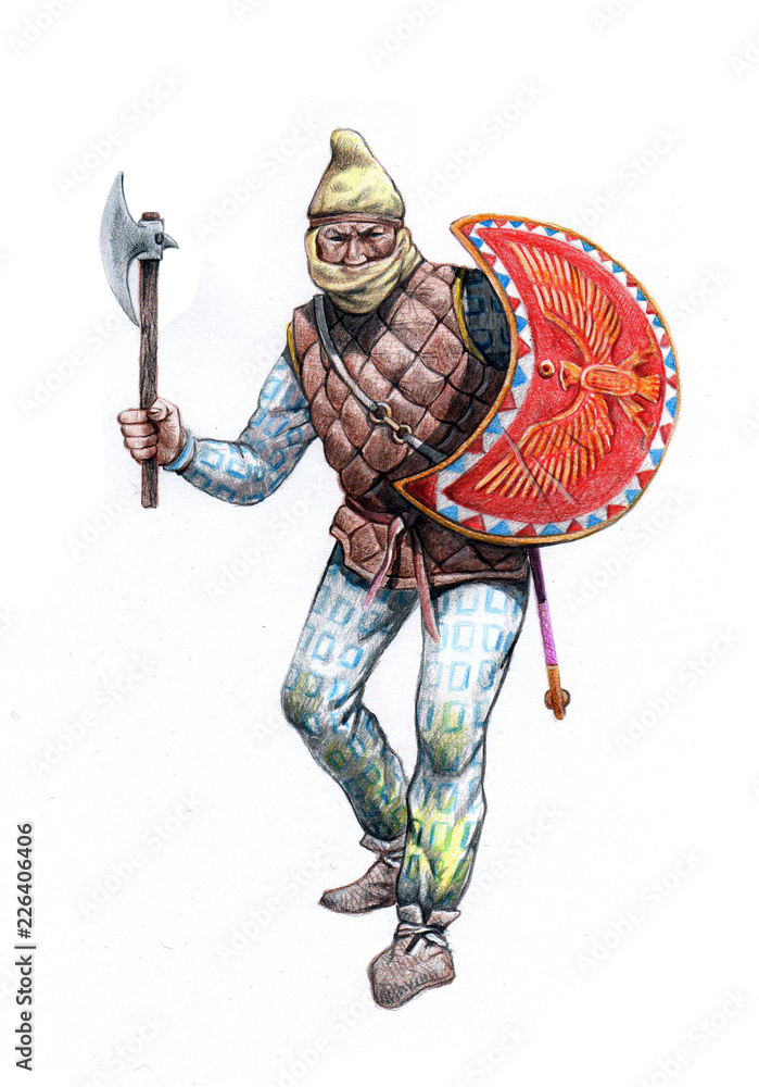 Persian Warrior Illustration Persian Immortals Ancient Soldier Stock