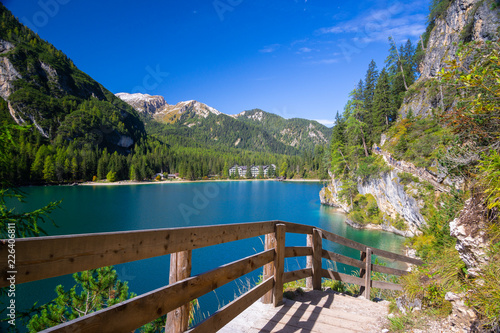 beautiful view on lake braies (Pragser Wildsee)