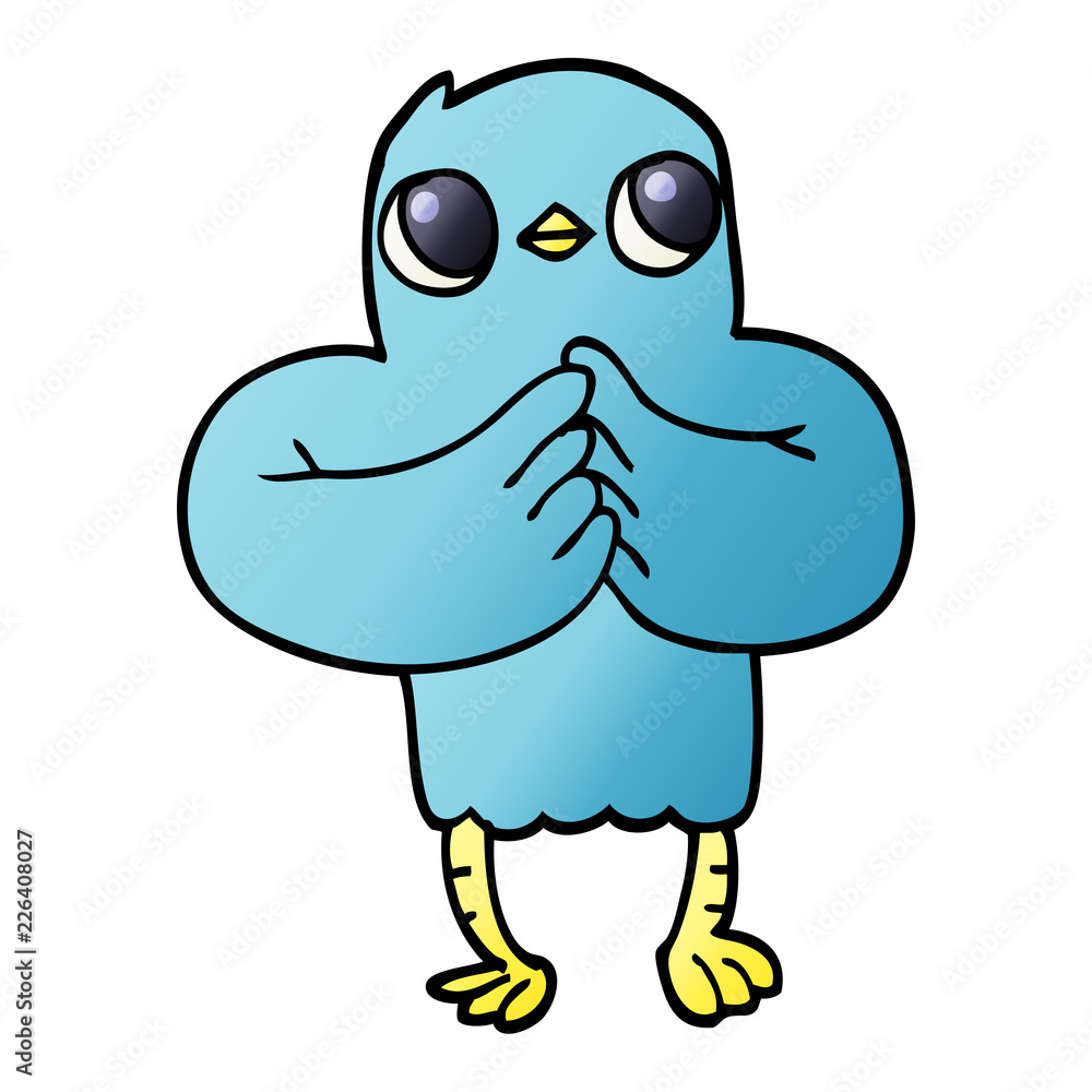 Naklejka premium vector gradient illustration cartoon bird with plan