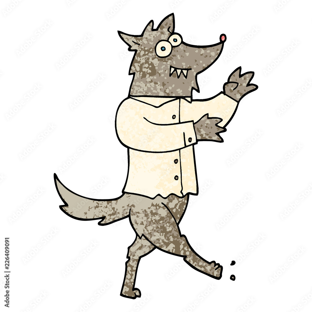 grunge textured illustration cartoon werewolf grunge textured illustration cartoon werewolf