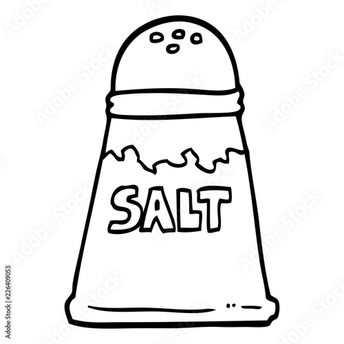 black and white cartoon salt shaker