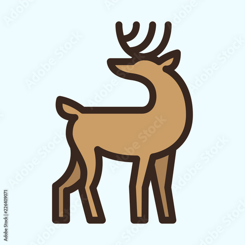 Deer Reindeer Flat Color Line Stroke Icon Pictogram