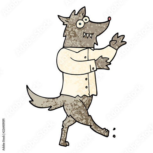 grunge textured illustration cartoon werewolf