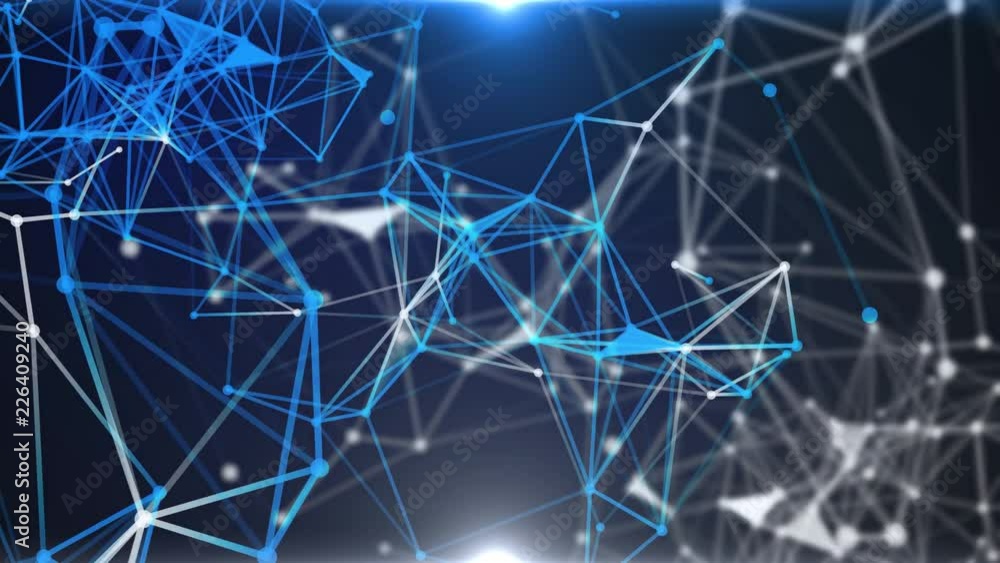 Plexus of abstract blue and white geometrical lines with moving triangles and dots. Loop animations. Plexus of abstract blue and white geometrical lines with moving triangles and dots. Loop animations.