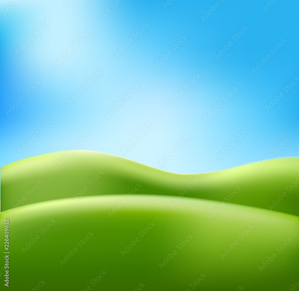 Obraz premium Vector abstract summer background meadow blue sky