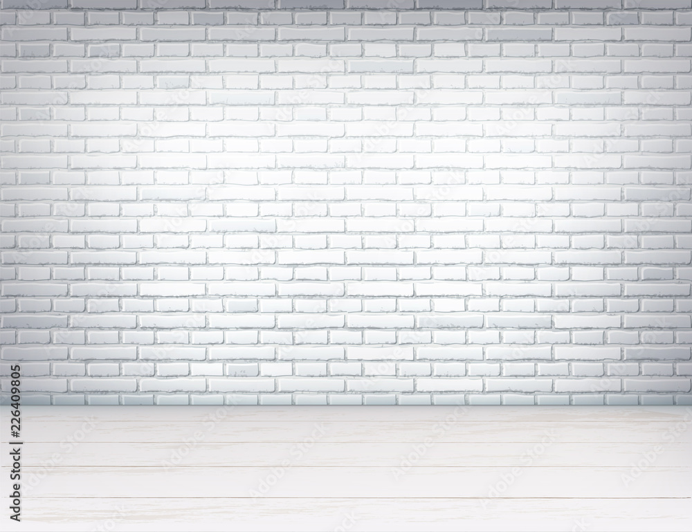 Vector realistic brick wall wooden floor room Vector realistic brick wall wooden floor room