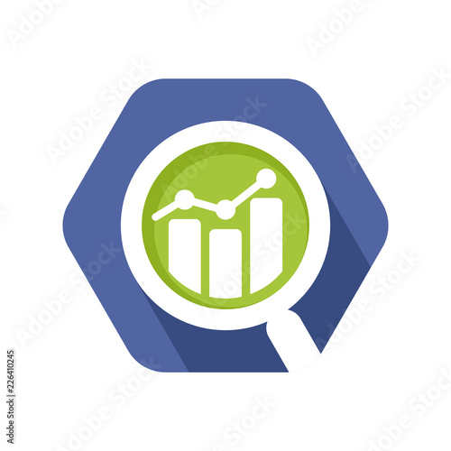 hexagon shape icon with business, investment report analysis concept