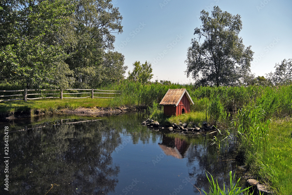 Obraz premium Duck house at a pond