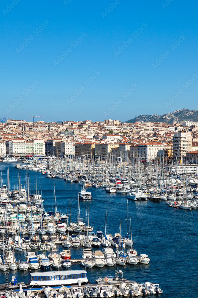 View of Marseille pier - Vieux Port in south of France