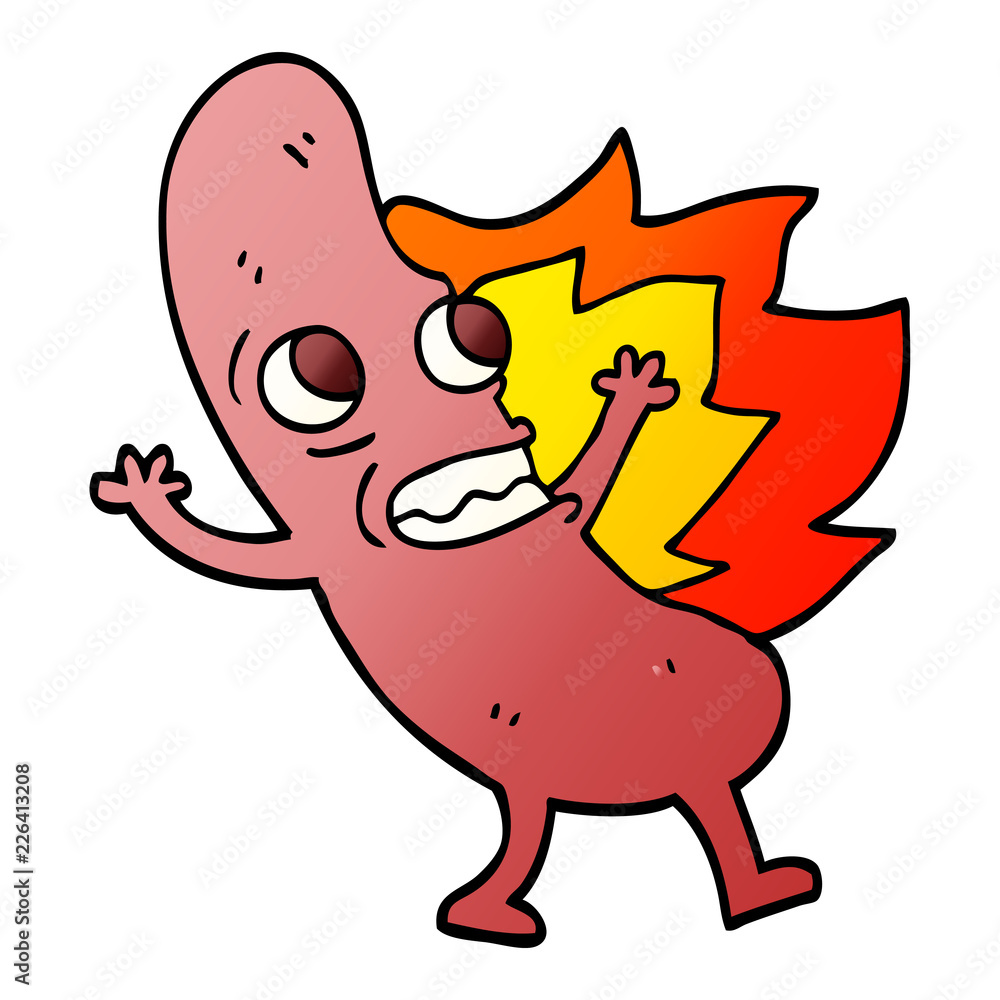 vector gradient illustration cartoon flaming hotdog vector gradient illustration cartoon flaming hotdog