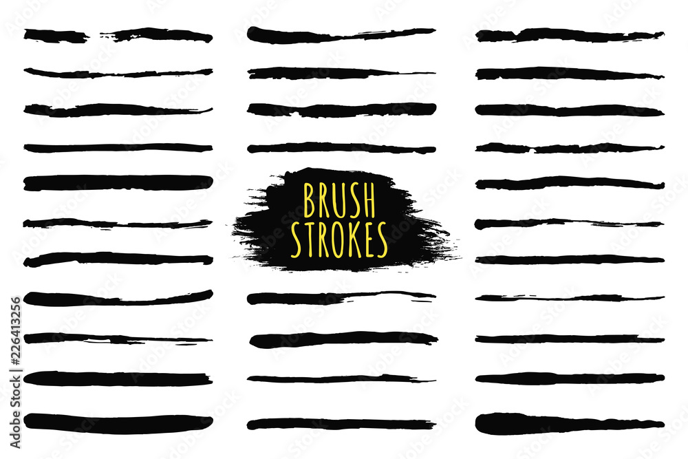 Brush strokes collection. Hand drawn brush strokes, black paint strokes