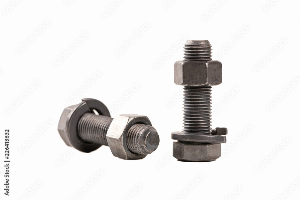 Nut and bolt isolated on white background. Nut and bolt isolated on white background.