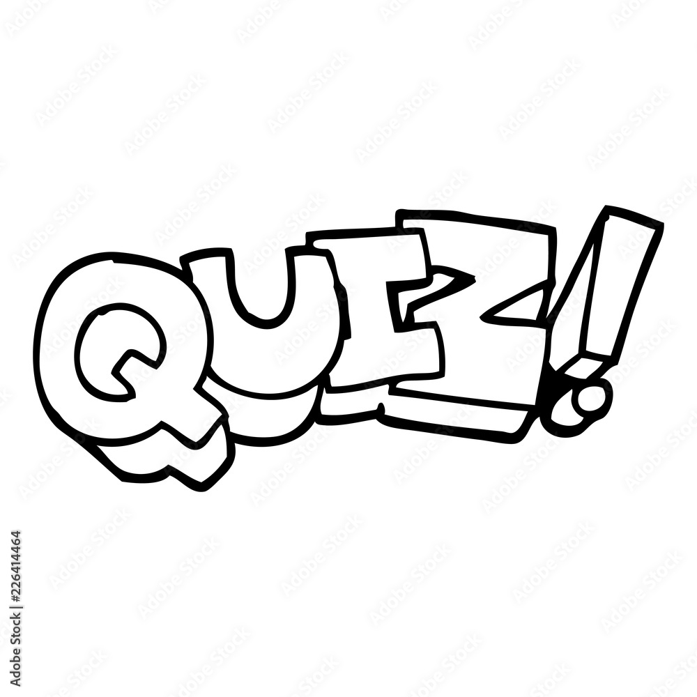black and white cartoon quiz sign black and white cartoon quiz sign