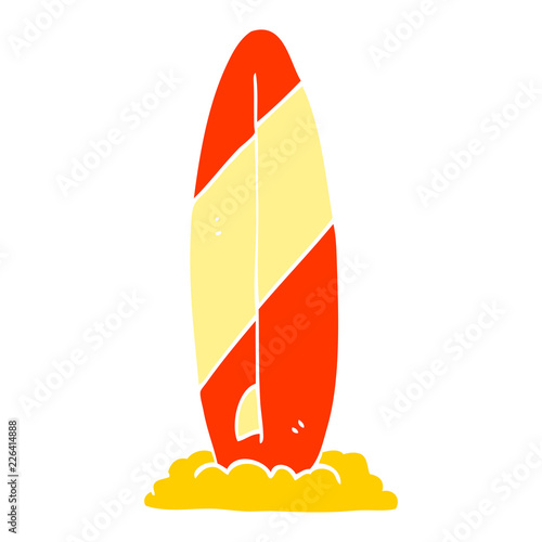 flat color illustration cartoon surf board