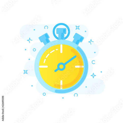 Healthy lifestyle banner concept icon of stopwatch for sports