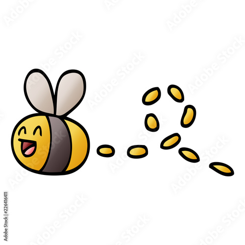 vector gradient illustration cartoon buzzing bee