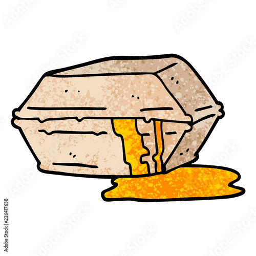 grunge textured illustration cartoon greasy take out food