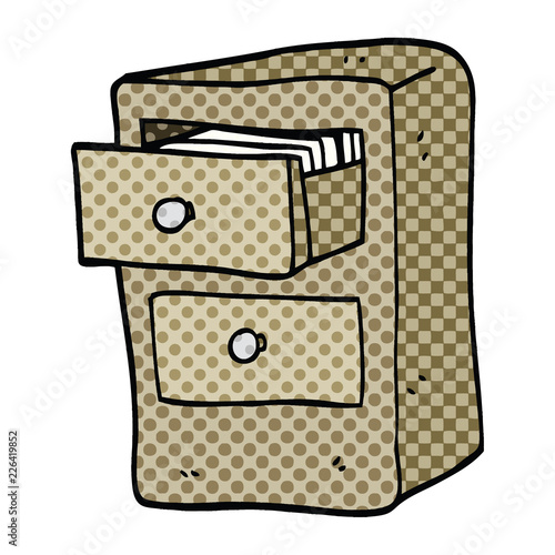 comic book style cartoon drawers of files