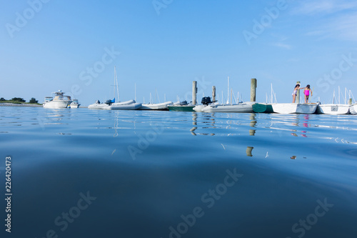 shoreline Martha's Vinyard america, 2018-07-02 with docked recreational boats