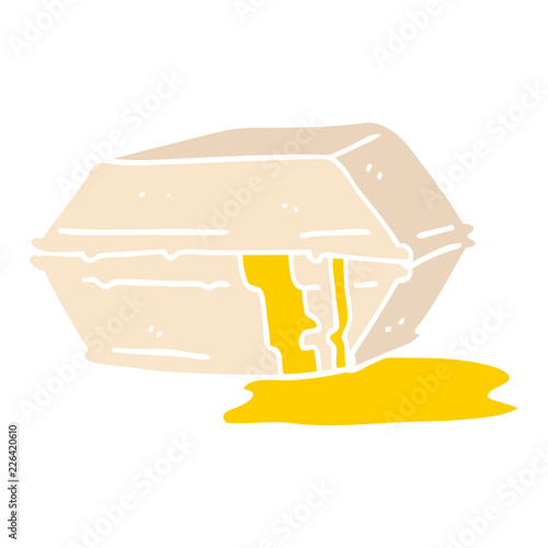 flat color illustration cartoon greasy take out food