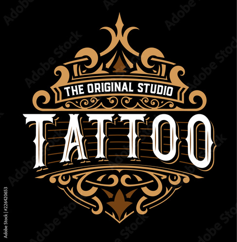 Tattoo logo with floral details