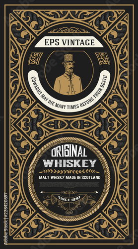 Vintage label with gentleman detail