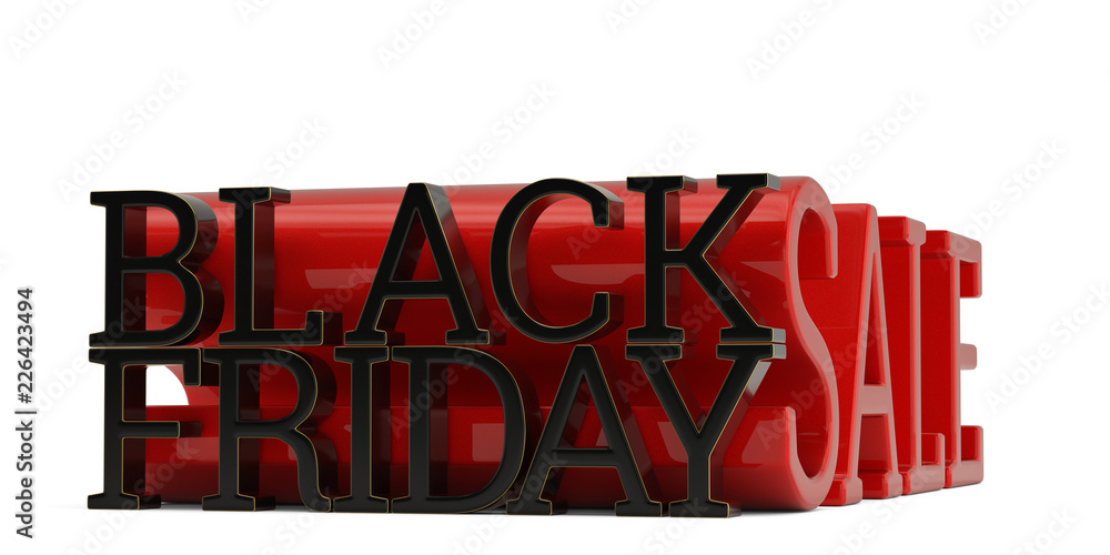 Black friday sale word isolated on white background 3D illustration. Black friday sale word isolated on white background 3D illustration.