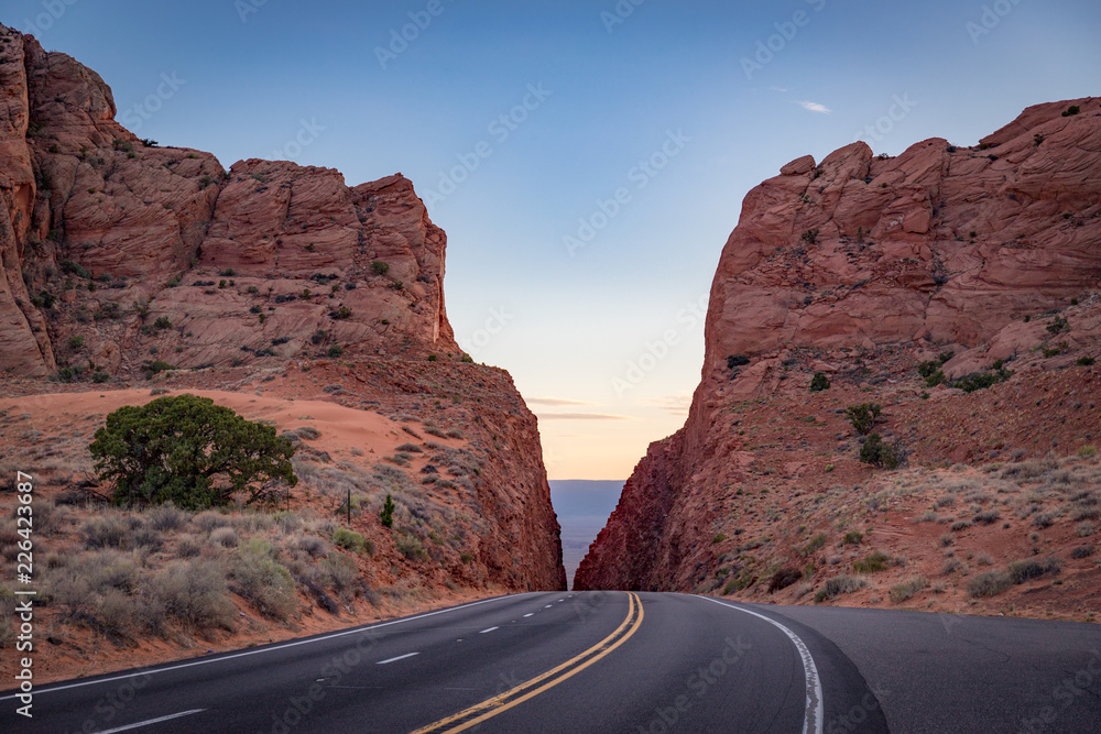 Arizona Canyon Road at Sunset