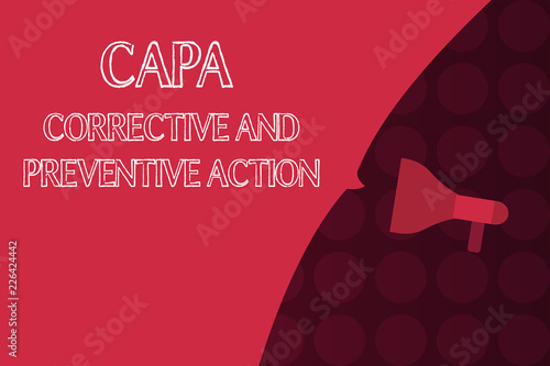 Word writing text Capa Corrective And Preventive Action. Business concept for Elimination of nonconformities. photo